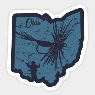 Ohio Vintage Distressed Fly Fishing State Map Sticker